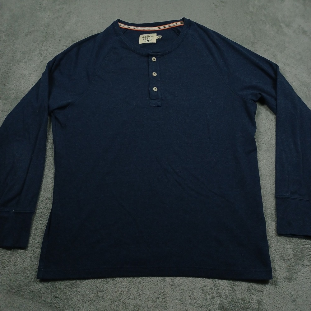 Normal Brand Shirt‎ Mens XL Blue Henley Long Sleeve Casual Preppy